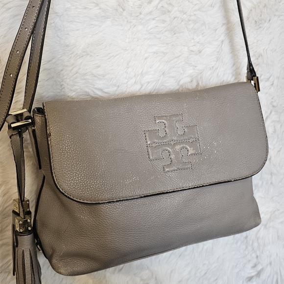 Tory Burch Handbags - Tory Burch Gray Leather Crossbody Bag